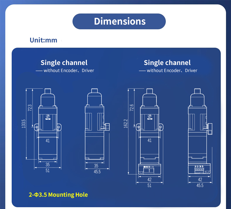 Dimension (unit: mm) of Precision Dispense Piston Pump